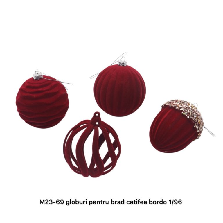 Globuri pentru brad catifea bordo